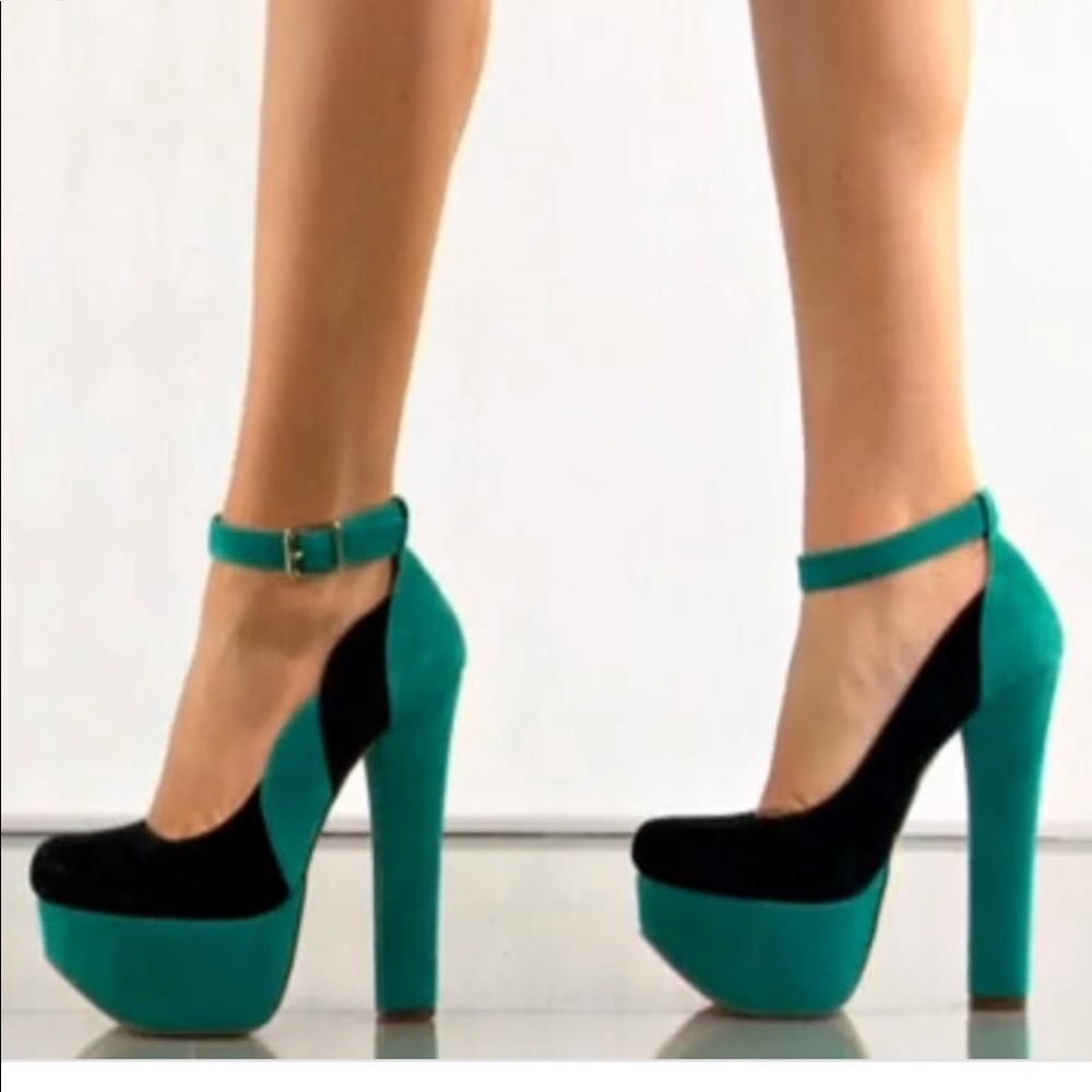 Luichiny Sal Ena Black Aqua  Platform Heels